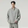 Sudadera casual con cuello alto para hombre, top versátil de manga larga holgada para otoño, prenda diaria juvenil y moderna de color liso para hombre