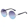 [Personalizado] Gafas de sol Retro Estilo Nuevo Europeo y Americano con Patillas de Imitación Madera para Mujer, Gafas de Sol Redondas Grandes sin Montura con Borde Cortado de Moda para Mujer