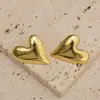 Pendientes Dorados en Forma de Corazón Estilo Europeo y Americano, Pendientes de Botón de Alta Gama para Mujer, Pendientes de Acero Inoxidable de Lujo Ligero, Personalización Profesional de Joyería