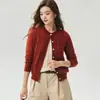 Fio Campbell ~ 75% caxemira, 25% seda de amoreira, novo suéter cardigã feminino de malha trançada com gola redonda outono/inverno