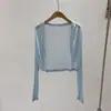2025 Nova Blusa Branca com Ar Condicionado Cardigan de Tricô com Top de Alça Fina de Seda Gelada Protetor Solar Jaqueta Fina para Mulheres Verão