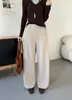 Pantalones blancos de pierna ancha para mujer, nueva colección otoño/invierno 2026, estilo clásico, adecuados para figuras tipo pera, casuales, con dobladillo curvo