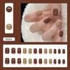 Outono e Inverno Atmosfera Mocha Marrom Suave Temperamento Doce Branco Joker Peças de Unhas Removíveis 24 Peças