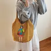 Bolso de playa grande tipo ins de color caqui para mujer, bolso de hombro de punto hueco de lana 2025 para vacaciones