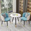 Conjunto de Mesa e Cadeiras de Lazer para Varanda da Moda, Mesa Redonda Simples de Camada Dupla para Recepção e Negociação, Uma Mesa e Duas Cadeiras, Conjunto de Três Peças para Receber Convidados