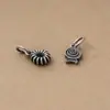 Plata S925 Maciza Retro Colgante Pez Pequeño Doble Cara Abalorio Donut Redondo Materiales para Pulsera de Cuerda Trenzada con Abalorios DIY