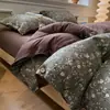 Juego de cuatro piezas de gasa de doble capa estilo botón grado A, funda nórdica y funda de almohada de algodón puro, adecuado para dormitorios de estudiantes, juego de cama de tres piezas