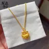 Loja de Ouro Mesmo Estilo Antigo Banho de Ouro Caractere da Fortuna Lingote Fechadura Pingente Colar Sólido Padrão de Nuvem Fechadura Pingente Corrente para Clavícula Versátil