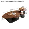 Mesa de centro estilo vintage de lujo ligero color nogal para sala de estar, uso doméstico, juego de mesa de té ovalada, nuevo modelo de diseñador simple y moderno