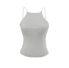 Projetada com Senso de Estilo, a Camisola Gola Halter para Mulheres é um Top Curto Sexy com Bojos Embutidos, Adequada como Camada Base ou para Usar por Fora, Top Sem Mangas para Garotas Quentes