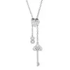 Popular Colgante de Acero Inoxidable Deslizante Europeo y Americano para Mujer Broche en Forma de Corazón Colgante de Circonita Cadena Ajustable Accesorios de Alta Gama
