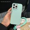 Capa de Celular com Textura de Couro com Cordão Adequada para Apple 17 Pro Max, iPhone 16, 15, Cor Sólida Simples para 11, Modelo Novo para 13, 12