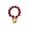 Estilo Exagerado Transfronterizo Europeo y Americano Colgante de Corazón Dorado Brillante Pulsera de Cuentas de Colores Contrastantes Collar de Cadena de Cuentas Acrílicas