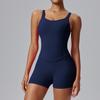 Traje de Ropa de Yoga para Mujer Primavera y Verano para Correr al Aire Libre Deportes Shorts de Tres Puntos Entrenamiento Secado Rápido Chaleco de Fitness con Almohadilla para el Pecho
