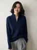 Suéter de Punto de Cachemira Trenzado de Doble Hilo de Siete Puntos para Mujer Otoño e Invierno, Cremallera, Cuello Semi Alto, Suéter Cálido para Usar Debajo