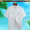 Camisetas de Verano de Manga Corta Estilo Chino Nuevas para Hombres de Mediana Edad y Mayores, Traje Tang Camisas para Hombres, Ropa de Abuelo