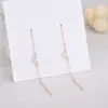 Brincos de Linha de Orelha Estilo Coreano com Borla de Pérola Artificial para Mulheres Longos Simples Fashion Versátil Elegantes Joias de Orelha