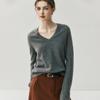 Suéter de Cachemir para Mujer Cuello en V Hombro Suéter Tejido Suéter Pulóver Holgado Ropa de Otoño e Invierno Top con Camiseta de Base
