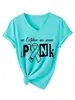 Em outubro vestimos rosa Amazon wish estação independente moda casual feminina camiseta gola V manga curta