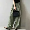 Pantalones largos de pierna ancha a rayas de estilo japonés y coreano para mujer, de cintura alta, holgados, fluidos, rectos, adelgazantes, nuevos para el verano de 2026