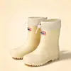 Nuevas Botas de Lluvia de Moda para Mujer, Impermeables para Exteriores, de Caña Media, para Vadear, con Puño Elástico y Forro de Felpa para Calidez