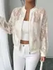 Chaqueta Jacquard Transparente de Otoño 2026 Nueva, Transfronteriza Europea y Americana, Holgada, con Cremallera, Cuello y Puños de Canalé