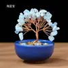 Base de posavasos de árbol de cristal natural, árbol de la fortuna con virutas de cristal amarillo, árbol del dinero, decoración de fortuna para el hogar y la oficina, venta al por mayor