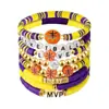 Pulseira Empilhável de Argila Macia Multicor Mais Vendida na Amazon com Pingente de Liga e Letras em Acrílico Conjunto de Pulseiras Elásticas