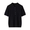 Estilo Nuevo Primavera y Verano Importado de Alemania Hilo Yangzi 100% Lana Pura Peinada Cuello Polo Simple Tejido de Lana Pura Manga Corta