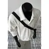 Camiseta tipo Polo Falsa de Dos Piezas Estilo High Street Americano Verano Otoño Nueva Remache Tacto de Alta Gama Camiseta con Capucha de Manga Larga con Cuello para Hombre