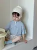 Conjunto de Camisetas de Manga Curta de Verão para Crianças, Estilo Fino, Roupa de Verão para Bebê 2026, Conjunto de Shorts Listrados para Meninos Estilo Coreano