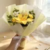 Niña de Cumpleaños Comercio Exterior Transfronterizo Ramo Tejido a Mano Terminado Flor de Lana Girasol Flor Artificial Falsa para Examen de Admisión Universitaria
