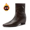 Novas botas finas versáteis estilo retrô francês, minimalistas e requintadas, elegantes botas femininas estilo coreano, botas curtas afinadoras de 5CM/Ameixa