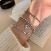 Pulsera de plata de ley s925 resistente, estilo retro desgastado, con cara sonriente, diseño de nicho de hip hop moderno para mujer.