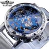 T-WINNER Reloj de Hombre Winner Moda Casual Clásico Popular Diamantes de Imitación Calado Malla con Reloj Mecánico Manual
