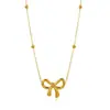 Collar Accesorio de Princesa Fugitiva con Lazo de Acero Inoxidable 18K para Mujer, Colgante de Collar de Acero de Titanio que No se Desvanece de Nicho