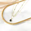 Collar Cuadrado de Circonita Europeo y Americano, Cadena de Clavícula Multicapa de Cobre, Accesorio Sencillo para el Día a Día para Mujeres 2025