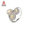 Anel de Prata Esterlina S925 Europeu e Americano Joia de Mão Feminina Joia Retrô Anel com Banho de Ouro Anel de Diamante Sintético Fabricante de Origem Anel