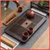 Conjunto de Chá Gongfu Bandeja de Chá Sala de Estar Mesa de Chá Doméstica Bandeja de Drenagem de Bambu Bandeja de Infusão a Seco Armazenamento de Água Bandeja de Madeira Maciça Mar de Chá