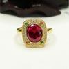 Anillo de Rubí Cultivado Aiyu Corindón Rojo Corte Princesa Anillo Joyería Fábrica Mayorista Dropshipping S4012908