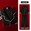 Pijama Jacquard Masculino Pode Ser Usado ao Ar Livre Toque de Luxo Seda Gelo e Neve Tamanho Grande Roupa de Casa Presente Seda Falsa