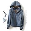 Comercio Exterior Exportación Chaqueta de Cuero para Mujer Chaqueta Corta de Cuero con Capucha para Mujer Otoño 2021 Nueva Holgada Talla Grande Chaqueta de Piel de Oveja