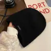 Gorro de Punto Estilo Coreano para Mujer con Circunferencia de Cabeza Grande, Gorro Holgado Retro de Otoño e Invierno, Sensación de Alta Gama, Hace que el Rostro Parezca Más Pequeño, Cálido para el Invierno