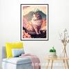 Pintura de Diamantes Punto de Cruz DIY Hecho a Mano Venta Caliente en Amazon Estilo Japonés Flor de Cerezo Rosa Gato Lindo Animal Sala de Estar