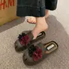 Zapatillas de Media Pantufla Elegantes de Estilo Hada con Estampado Floral de Estilo Francés, Punta Cerrada para Primavera y Verano, Sandalias Deslizables Antideslizantes de Suela Suave al por Mayor para Uso Exterior en Verano