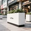 Banqueta Externa de Aço Inoxidável com Floreira Combinada Decoração de Rua Comercial Externa Loja de Bebidas Varanda Calha para Flores Divisória de Canteiro