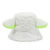 Sombrero de Pescador Dulce y Lindo con Orejas de Cordero y Circunferencia de Cabeza Grande, Sombrero de Cubo de Peluche para Mujer, Sombrero Cálido Versátil de Otoño e Invierno que Hace que la Cara Parezca Más Pequeña