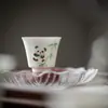 Xícaras de Chá Panda Pintadas à Mão das Dinastias Tang e Song, Xícaras de Chá de Cerâmica com Esmalte Submerso Estilo República da China, Conjunto de Chá Kung Fu Doméstico Xícara Individual