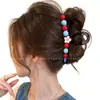Pinza para el cabello curva de acrílico de alta gama estilo francés extragrande para mujer, pinza de garra básica versátil para recogidos, pinza de tiburón estilo ins