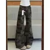 Calça jeans de trabalho retrô com camuflagem estilo americano para homens, calças retas com leve boca de sino para outono e inverno, calças esportivas estilosas de marca da moda